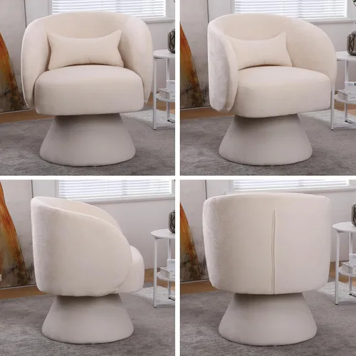Vista 6 de Silla giratoria de barril, moderno sofá giratorio de acento, cómodo sofá de 360 grados para ocio, para el hogar, sala de estar, dormitorio, oficina