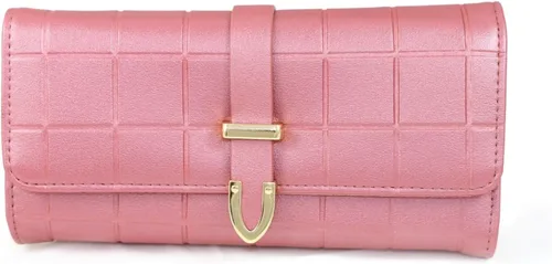 Vista 4 de Reloj de pulsera de cuero dorado para mujer y cartera de tres pliegues a juego