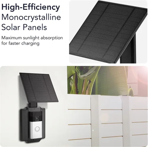 Vista 4 de Wasserstein Cargador solar universal compatible con timbre de batería Ring (versión 2024)/Pro/Plus/4/3/3 Plus/2ª generación (versión 2020) y timbre