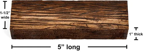 Vista 3 de Bloque de mango de cuchillo de madera de palma negra (cada pieza es única) 5 "x 1-1/2" x 1" [EW291]