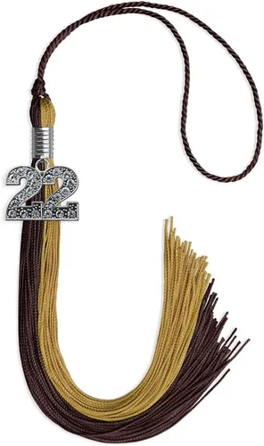 Vista 146 de Endea Graduation Borla de doble color con dije de plata brillante (negro/oro antiguo, 2025)