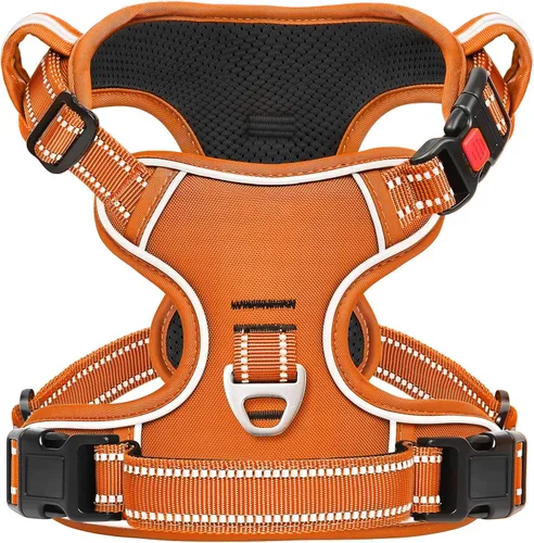 Vista 32 de Timos Arnés para perro de tamaño pequeño, arnés sin tirones para mascotas con cuello a presión bloqueable, chaleco reflectante para perro, sin