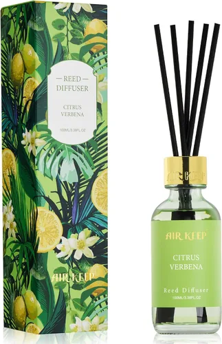 Vista 15 de Airkeep Juego de difusor de junco, 3.38 onzas líquidas, difusor de aceite de playa de coco con 8 varillas de caña, difusor de varillas de fragancia