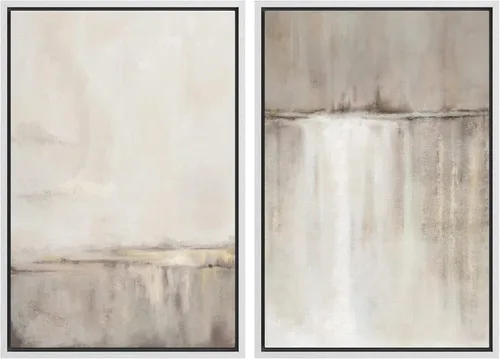 Vista 28 de SIGNWIN Lienzo enmarcado para pared, ilustraciones abstractas texturizadas en tonos beige terrosos, arte moderno, decorativo, contemporáneo