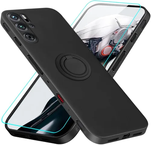 Vista 13 de Para Ulefone Note 16 Pro Funda De Teléfono Con Protector De Pantalla De Vidrio, Soporte De Anillo Giratorio De 360 ° Soporte Magnético De Silicona
