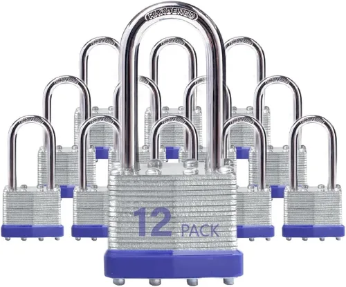 Vista 11 de Candados para Exteriores Lock, Cerradura de Llave, Candados con la Misma Llave - Candados con Llave de Acero Laminado con Grillete Largo, Paquete