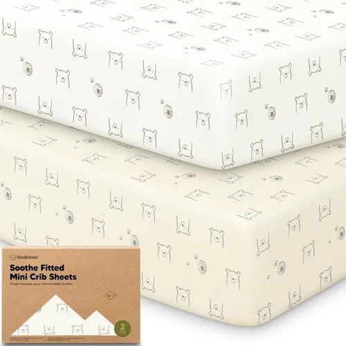 Vista 12 de 2 paquetes de sábanas ajustadas para mini cuna - 38x26 sábanas Pack N Play para colchón Pack and Play, algodón orgánico, ropa de cama transpirable