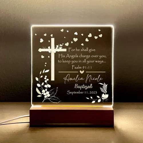 Vista 6 de Luz nocturna personalizada para niños, regalos de bautismo religioso, regalos de bautizo, regalo de dedicación, luz nocturna para guardería, luz