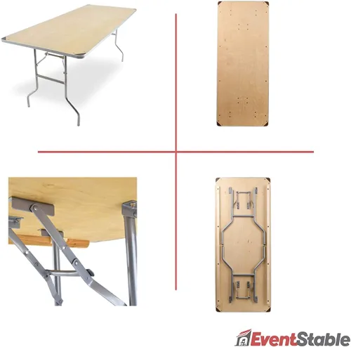 Vista 7 de EventStable TitanPRO Mesa plegable de madera de abedul, 6 pies x 30