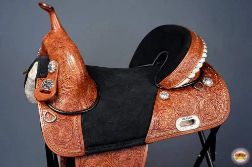 Vista 3 de HILASON Western Horse Saddle Treeless Trail Barrel Leather for Horses
