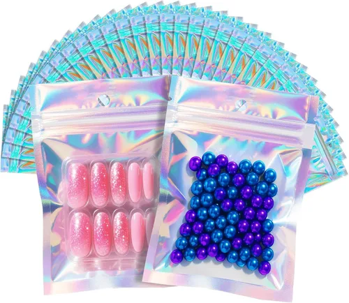 Vista 7 de 100 bolsas transparentes a prueba de olores, bolsas reutilizables de Mylar de 2.7 x 4 pulgadas para almacenamiento de alimentos, joyas, fiestas