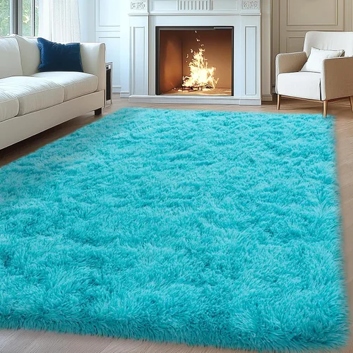 Vista 43 de Mugorn - Alfombras suaves y esponjosas de 2 x 3 pies para el hogar, alfombra pequeña con 4 mallas antideslizantes, color negro, 2 x 3 pies