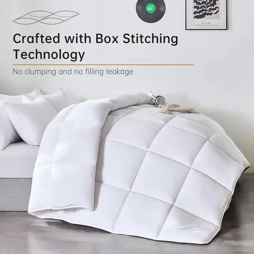Vista 2 de Edredón Insert Queen Blanco, Edredón Alternativo de Plumón para Todas las Estaciones, Edredón de Ropa de Cama Acolchado Ultra Suave con 8 Pestañas