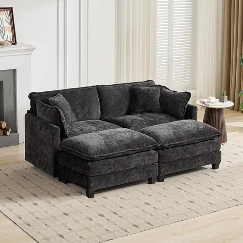 Vista 247 de Sofá seccional modular verde de 111.5", sofás seccionales grandes de 3 plazas para sala de estar, sofá nube oversized de tela chenille con otomana