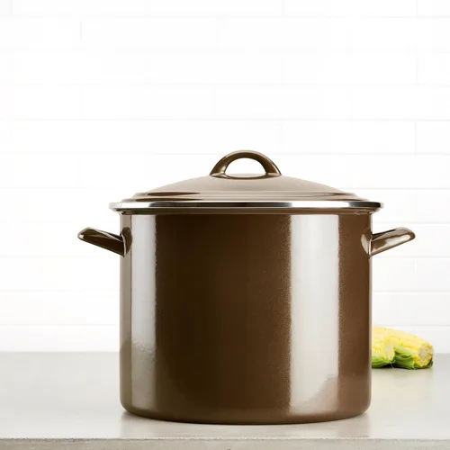 Vista 5 de Ayesha Curry Kitchenware Ayesha Curry - Olla esmaltada de curry en acero con tapa, 12 cuartos de galón, azúcar morena Azúcar Moreno