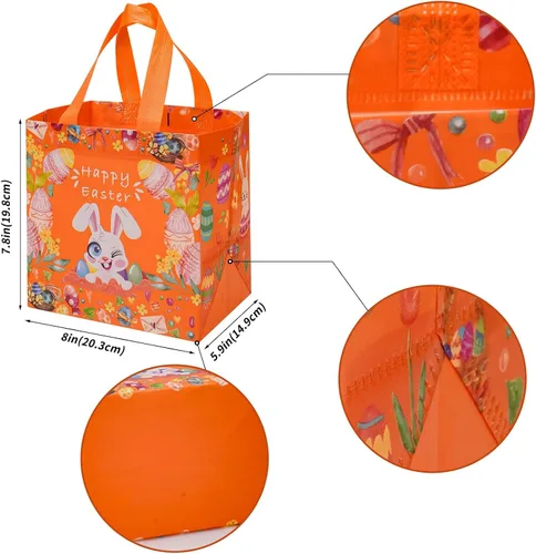 Vista 7 de 12 bolsas de regalo de Pascua, bolsas grandes reutilizables para cesta de Pascua, bolsas de regalo de Pascua no tejidas para envolver regalos, juego