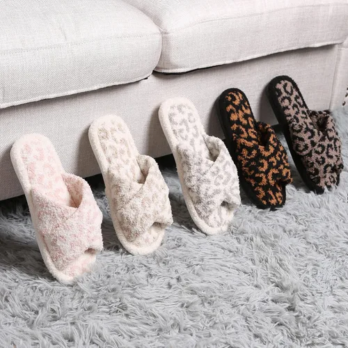 Vista 7 de MIRMARU Pantuflas de casa con estampado de animales para mujer, cómodas, mullidas, con puntera abierta, banda cruzada, para interiores y exteriores