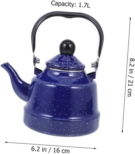 Vista 4 de Tetera esmaltada vintage estilo retro para estufa, tetera esmaltada para el hogar y mango táctil para té suelto