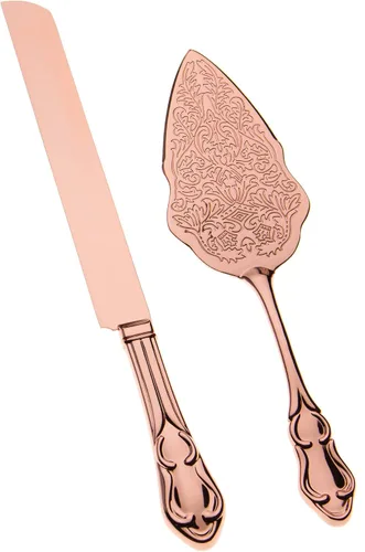 Vista 9 de Juego de cuchillo de pastel y servidor, artículos dorados de fiesta para boda, aniversario, fiesta de clásicos, Dorado elegante
