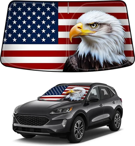 Vista 16 de Bestview - Parasol para parabrisas con bandera americana para Ford F-250 F-350 de 2008-2016, parasol plegable personalizado para ventana delantera