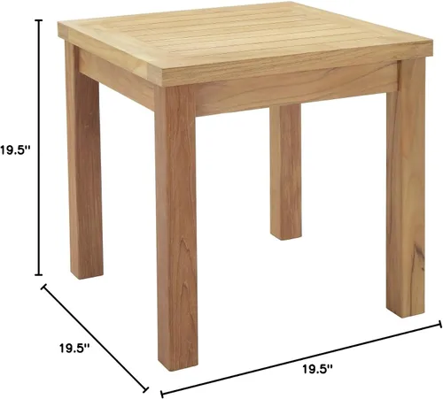 Vista 7 de Modway Mesa auxiliar teca marina para patio y exteriores, Madera, Natural