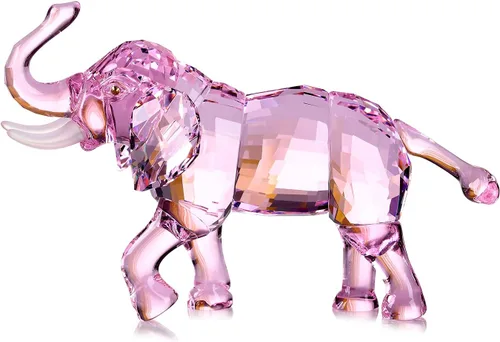 Vista 7 de DOJOZ Colección de figuras de elefante de la suerte de cristal, estatua de animales, coleccionable, decoración para el hogar (azul)