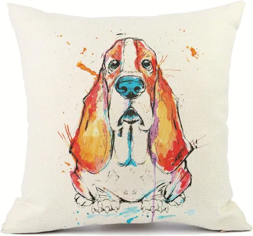 Vista 14 de Funda de almohada de lino de pastor alemán, diseño artístico abstracto colorido, funda de almohada de lino de 18 x 18 pulgadas para amantes