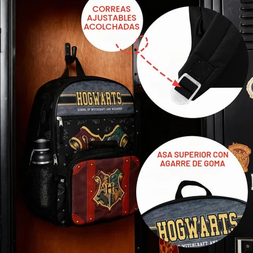 Vista 5 de Bioworld Harry Potter Hogwarts - Mochila infantil de 2 piezas de 16 pulgadas con kit de almuerzo inspirado en el baúl