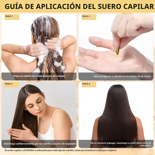 Vista 7 de Suero de tratamiento capilar de queratina, tratamiento de suero capilar para cabello seco dañado, cápsulas de aceite para el cabello con queratina
