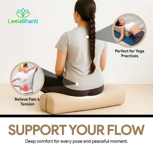 Vista 4 de Almohada rectangular de yoga para meditación, yoga y apoyo de espalda, cojín de meditación suave con funda de algodón extraíble para lavar a mano