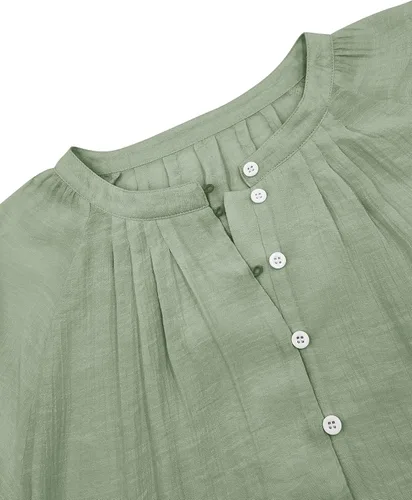 Vista 6 de Sunborui Womens Balloon Long Sleeve Button Up Tops Relaxed Fit Casual Shirts Lightweight Cute Blouses