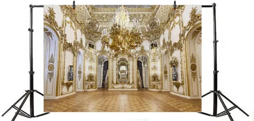 Vista 3 de Yeele Telón de fondo de palacio de lujo de 10 x 8 pies para fotografía, candelabro, puerta de arco, fondo de hotel, para niños, adultos, cabina