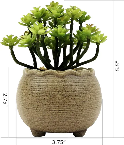 Vista 3 de allgala Pequeña planta suculenta artificial de escritorio para interiores y exteriores, plantas falsas con maceta de arcilla natural