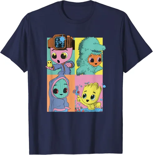 Vista 23 de Marvel I Am Groot Pop Art Costumes Box Up Camiseta, Negro