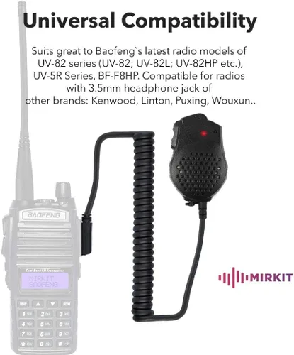 Vista 2 de MIRKIT Micrófono Baofeng original para micrófono de altavoz UV-82 compatible con radios Baofeng: UV-82HP, UV-82L, UV-5R Series y All Ham Radio