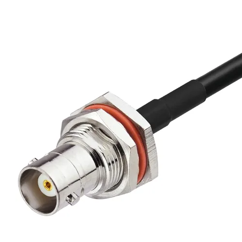 Vista 5 de Eightwood BNC mamparo hembra a BNC macho en ángulo recto RG58 cable coaxial 6.5ft para receptor de micrófono inalámbrico, radio CB, radio RG58 6.5