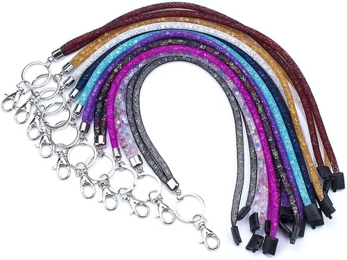 Vista 3 de SAVORI Cordón de llavero brillante de 32.9 pulgadas, con diamantes de imitación de cristal, correa para el cuello para mujeres, niños, profesores