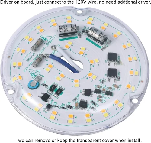 Vista 3 de Paquete de 2 luces LED de ventilador de techo de 3.93 pulgadas, panel de repuesto de luz de techo PCB 18W 3CCT 2200LM 120V CRI90 ETL regulable