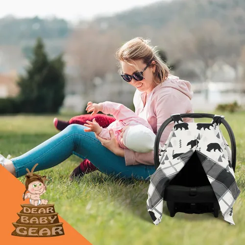 Vista 5 de Dear Baby Gear Funda de asiento de automóvil para bebé, toldo portador para recién nacidos, regalo del día de la madre para madres, manta de baby
