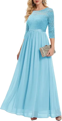 Vista 12 de BeryLove Vestido formal de manga larga para mujer, invitada de boda, madre Rubor