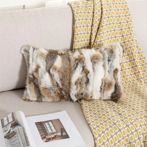 Vista 19 de Fundas de cojín de piel de conejo de lujo, fundas de almohada suaves y decorativas para salas de estar, funda de cojín decorativa de piel de conejo