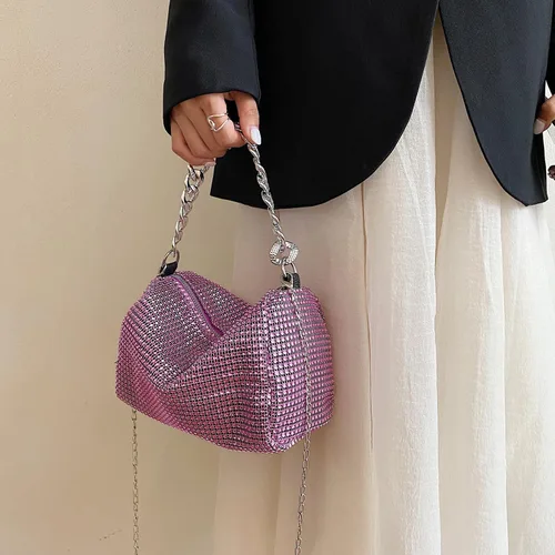 Vista 5 de BOLLEY JOSS Bolsos de noche para mujer, bolso cruzado brillante con asa de cadena, bolso de mano para fiesta de graduación y niñas