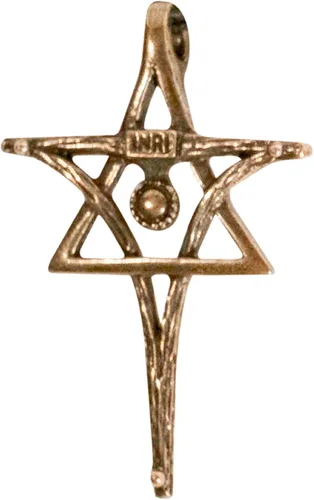 Vista 10 de Inri Colgante Cruz Cristiana Mesiánica y Estrella de David Aleación de oro.