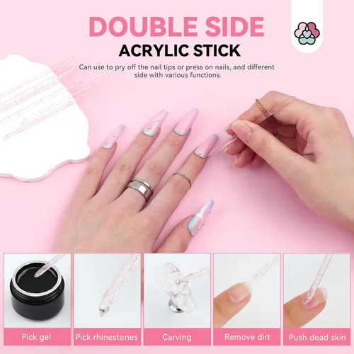 Vista 5 de SAVILAND Kit de herramientas de uñas a presión de 20 piezas: kit de preparación de uñas con pegamento de uñas, pestañas adhesivas, mini lima