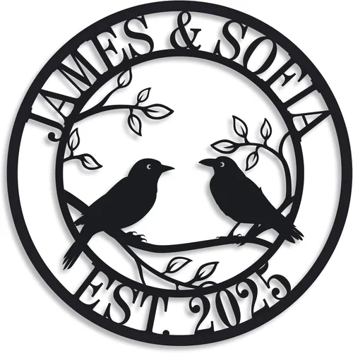 Vista 24 de Regalos de Boda para Parejas 2025, Letreros de Nombre Personalizados de Metal, Letreros de Nombre Personalizados, Letrero de Apellido Familiar
