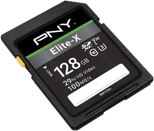 Vista 4 de PNY Tarjeta de memoria flash Elite-X Class 10 U3 V30 SDXC de 128 GB, 100 MB/s, clase 10, U3, V30, 4K UHD, Full HD, UHS-I, SD de tamaño completo