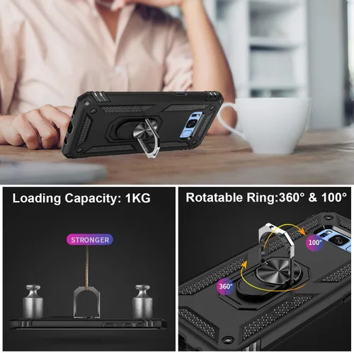 Vista 5 de LUMARKE Funda para Galaxy S8, pasa 16 pies, probada contra caídas con soporte de anillo magnético, compatible con soporte de montaje de automóvil