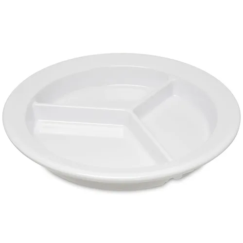 Vista 10 de Carlisle FoodService Products Plato de plástico Dallas Ware dividido reutilizable con 3 compartimentos para hospitales, escuelas y hogar, melamina