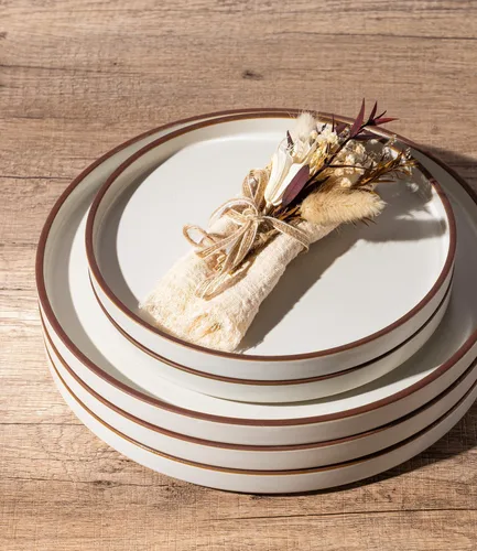 Vista 7 de LERATIO Platos de Cerámica, Juego de 6 Platos Planos de Ensalada de 8.0 Pulgadas, Platos Modernos de Borde Alto para Cocina, Aptos para Microondas