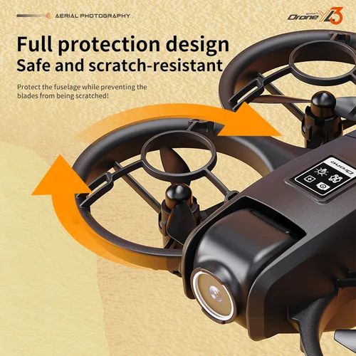Vista 3 de Mini dron con doble cámara HD, protección de seguridad de hélice con 3 velocidades ajustables, modo sin cabeza, despegue/aterrizaje con una tecla